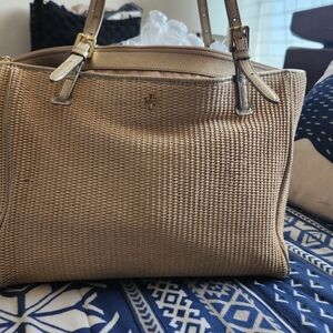 Tory Burch York Buckle Natural Straw Tote Shoulder Bag